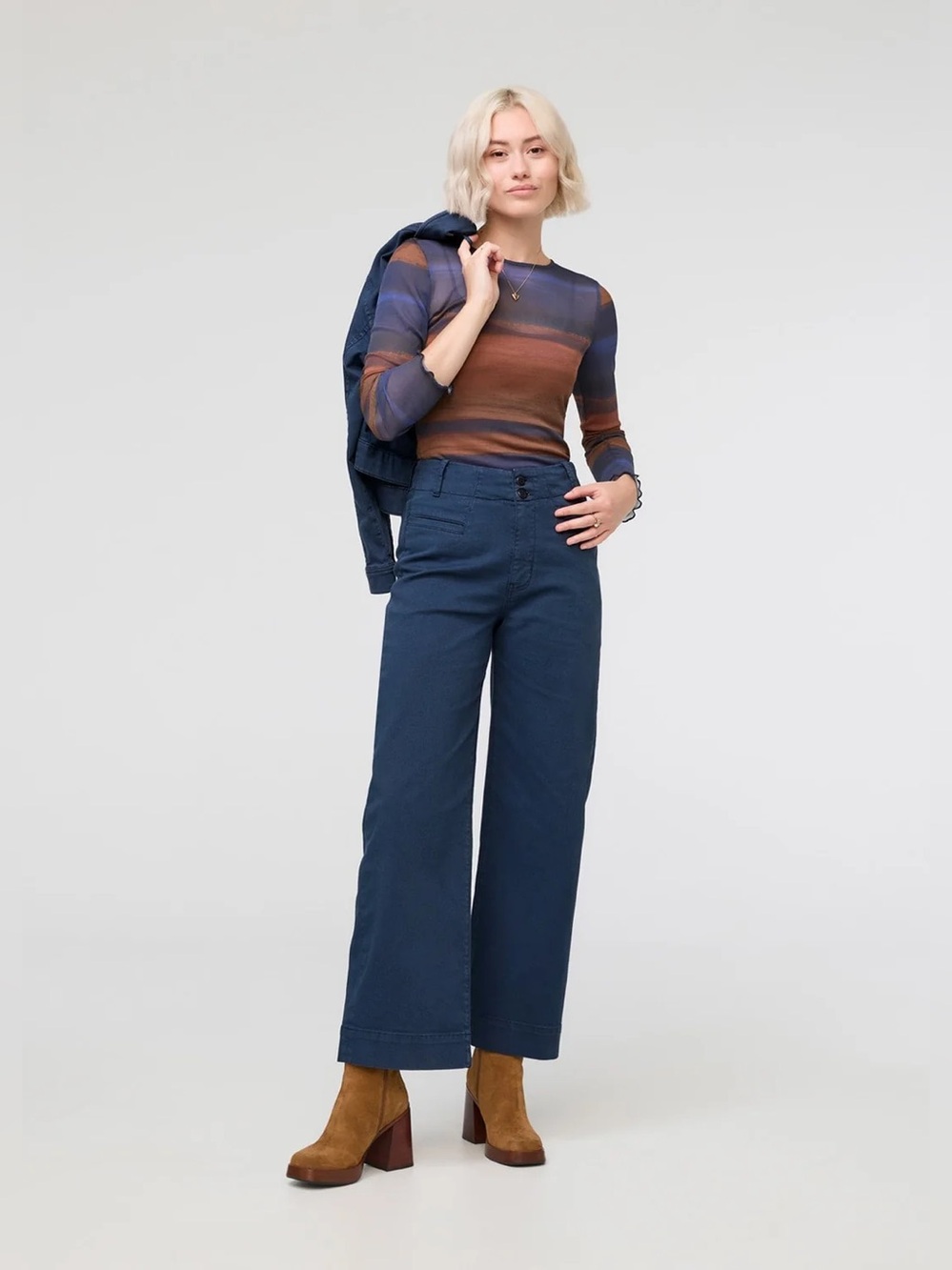 LuxTwill High Rise Trouser - Marine 28